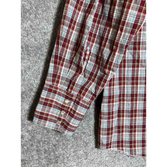 Vintage‎ Wrangler Western Pearl Snap Shirt Mens Size 2X Tall Red Plaid Pockets - Picture 4 of 6